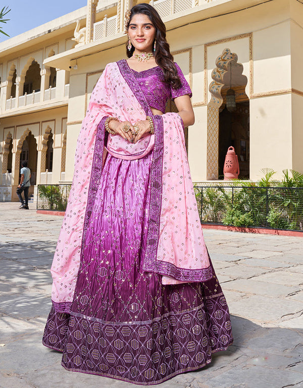 modern purple chinon designer party wear readymade salwar suit with purple chinon pr-prt19233 Front View